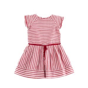 EUC. 2Y JACADI Paris Pink & White Striped Cotton Dress